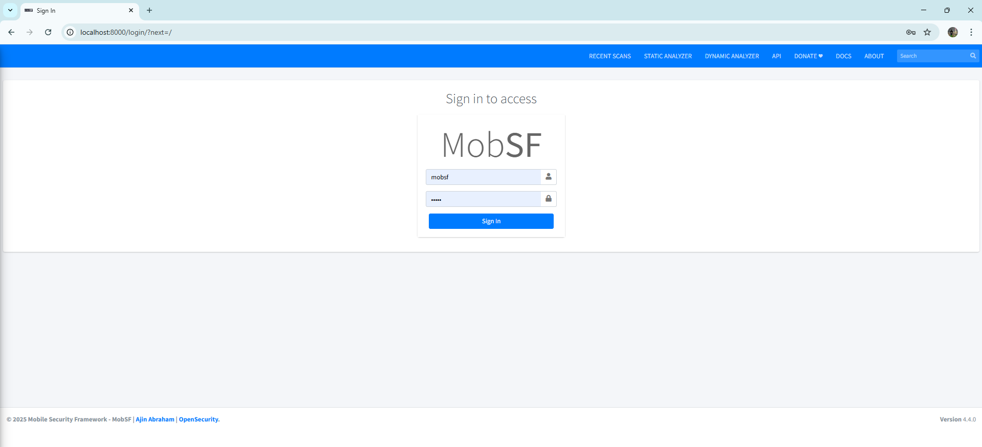 TMA Solutions MobSF Main UI